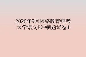 2020年9月网络教育统考大学语文B冲刺题试卷4