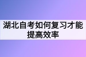 湖北自考如何复习才能提高效率