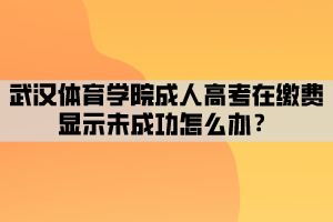 武汉体育学院成人高考在缴费显示未成功怎么办？