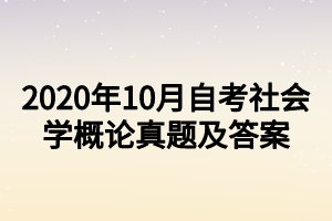 2020年10月自考社会学概论真题及答案