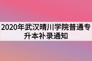 2020年武汉晴川学院普通专升本补录通知