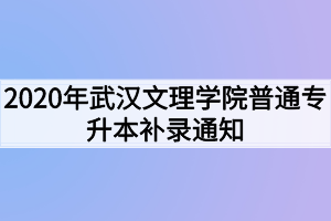 2020年武汉文理学院普通专升本补录通知