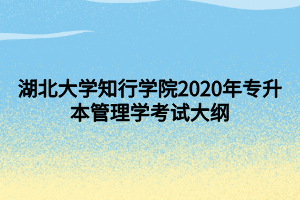 湖北大学知行学院2020年专升本管理学考试大纲