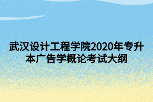 武汉设计工程学院2020年专升本广告学概论考试大纲