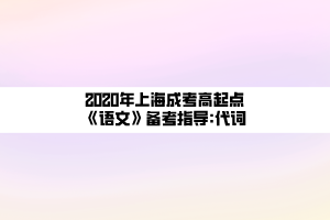 2020年上海成考高起点《语文》备考指导_代词