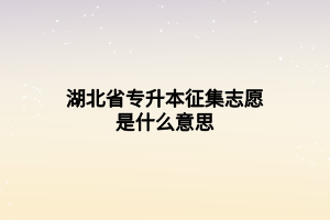 湖北省专升本征集志愿是什么意思