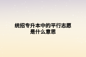 统招专升本中的平行志愿是什么意思