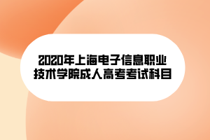 2020年上海电子信息职业技术学院成人高考考试科目