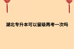 湖北专升本可以留级再考一次吗