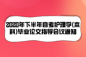 2020年下半年自考护理学(本科)毕业论文指导会议通知