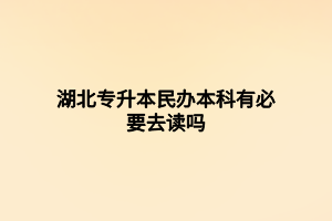 湖北专升本民办本科有必要去读吗