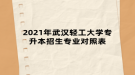 2021年武汉轻工大学专升本招生专业对照表