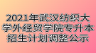 2021年武汉纺织大学外经贸学院专升本招生计划调整公示