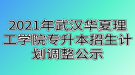 2021年武汉华夏理工学院专升本招生计划调整公示