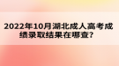 2022年10月湖北成人高考成绩录取结果在哪查？