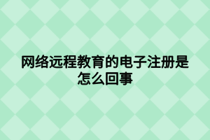 网络远程教育的电子注册是怎么回事