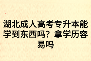 湖北成人高考专升本能学到东西吗？拿学历容易吗