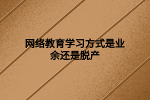 网络教育学习方式是业余还是脱产