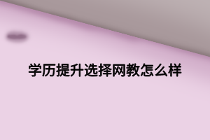 学历提升选择网教怎么样