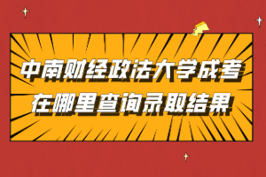 中南财经政法大学成考在哪里查询录取结果