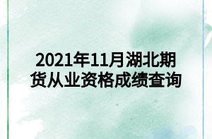 2021年11月湖北期货从业资格成绩查询