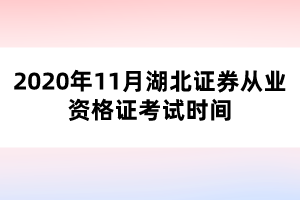 2020年11月湖北证券从业资格证考试时间