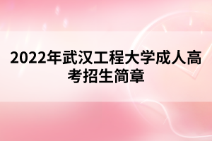 2022年武汉工程大学成人高考招生简章