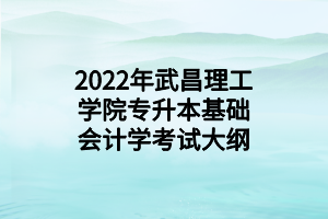 2022年武昌理工学院专升本基础会计学考试大纲