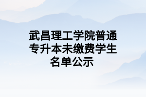 武昌理工学院普通专升本未缴费学生名单公示