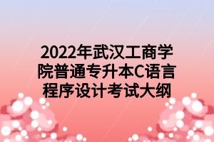 2022年武汉工商学院普通专升本C语言程序设计考试大纲