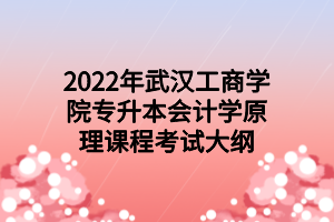 2022年武汉工商学院专升本会计学原理课程考试大纲