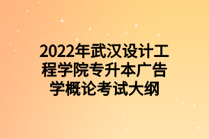 2022年武汉设计工程学院专升本广告学概论考试大纲