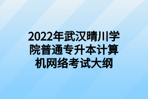 2022年武汉晴川学院普通专升本计算机网络考试大纲