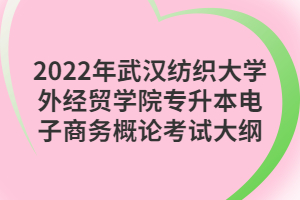 2022年武汉纺织大学外经贸学院专升本电子商务概论考试大纲