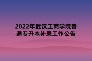 2022年武汉工商学院普通专升本补录工作公告